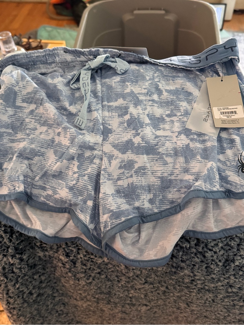 Spyder Light Blue & White Printed Athletic Shorts